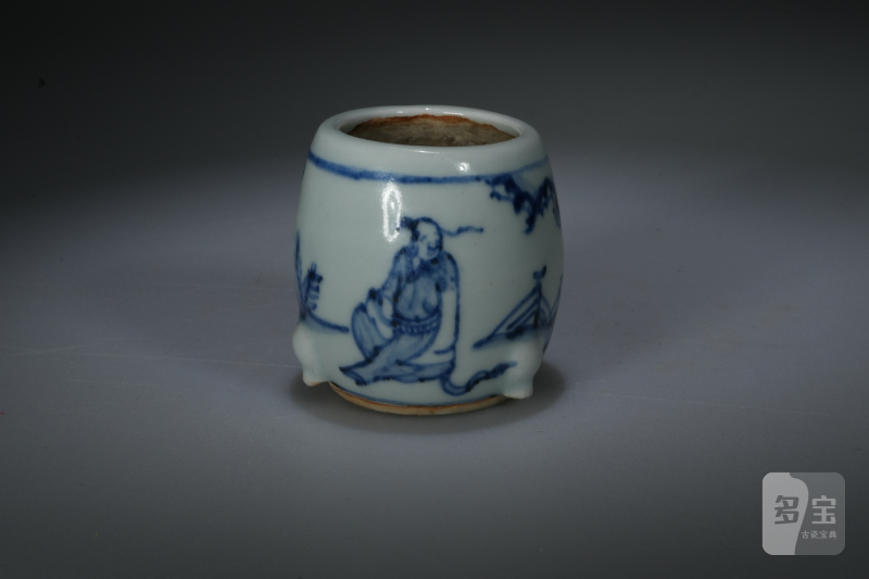 明 青花携琴访友香插式琴炉 - 图2